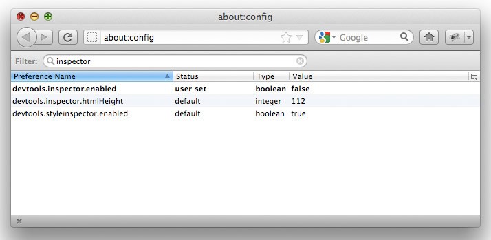 firefox about config native inspect element